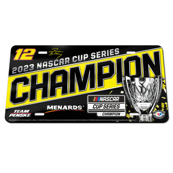 Ryan Blaney 2023 NASCAR Cup Series Champion Deluxe Acrylic License Plate #12