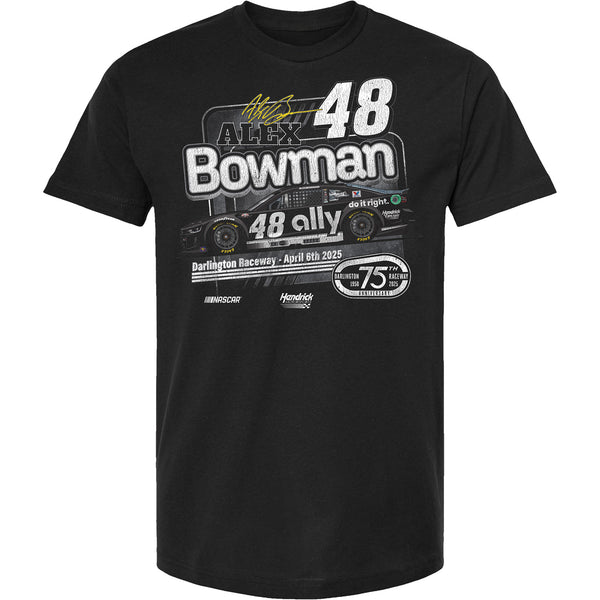 Alex Bowman 2025 Darlington Throwback Car T-Shirt Black #48 NASCAR