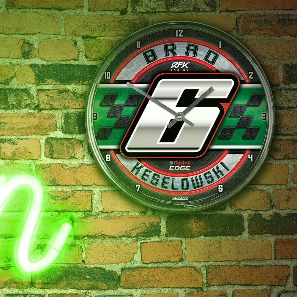 Brad Keselowski 2024 Castrol Edge #6 Chrome Wall Clock NASCAR