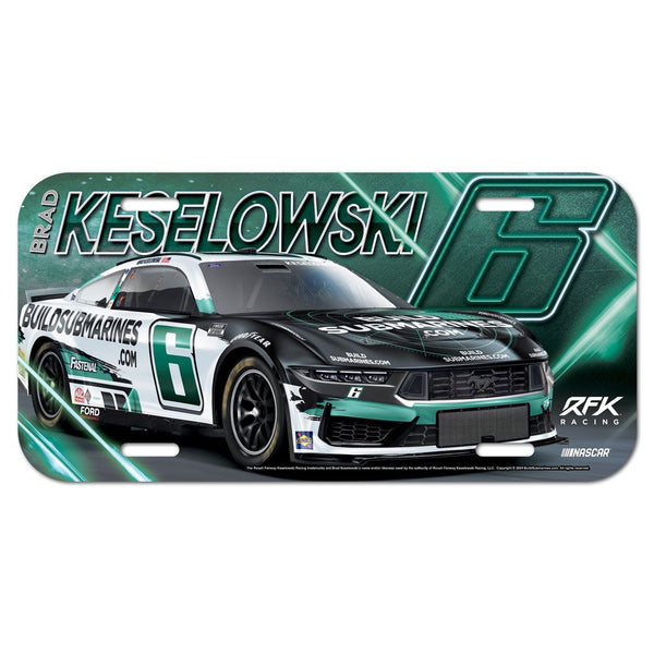 Brad Keselowski 2024 BuildSubmarines Plastic Car License Plate #6 NASCAR