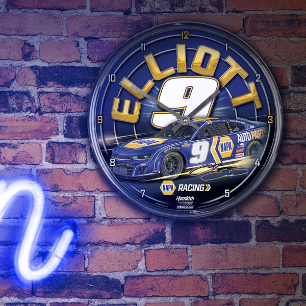Chase Elliott 2024 NAPA #9 Chrome Wall Clock NASCAR