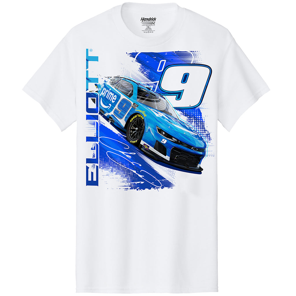 Chase Elliott 2025 Amazon Prime Car T-Shirt White #9 NASCAR