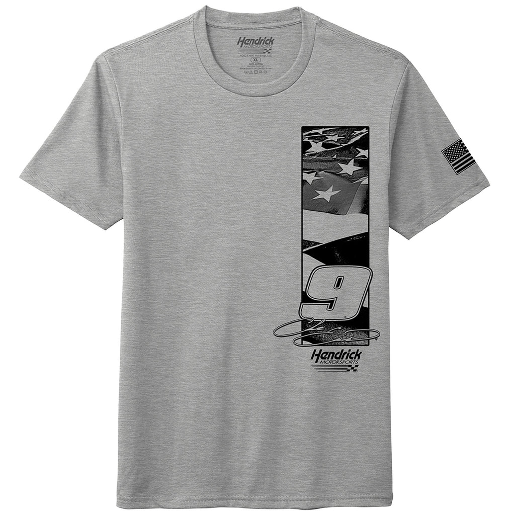 Chase Elliott 2025 Monochrome Flag 2-Spot T-Shirt Gray #9 NASCAR