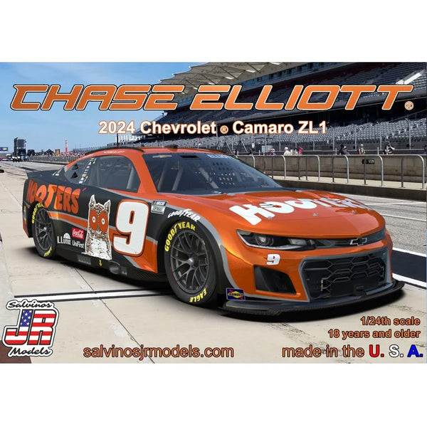 Chase Elliott 2024 Hooters 1:24 Adult Salvinos JR Model Car Kit #9 NASCAR