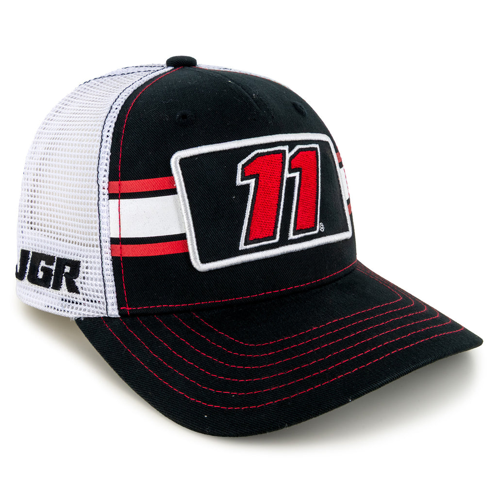 Denny Hamlin 2025 Striped #11 Mesh Hat Black/White NASCAR