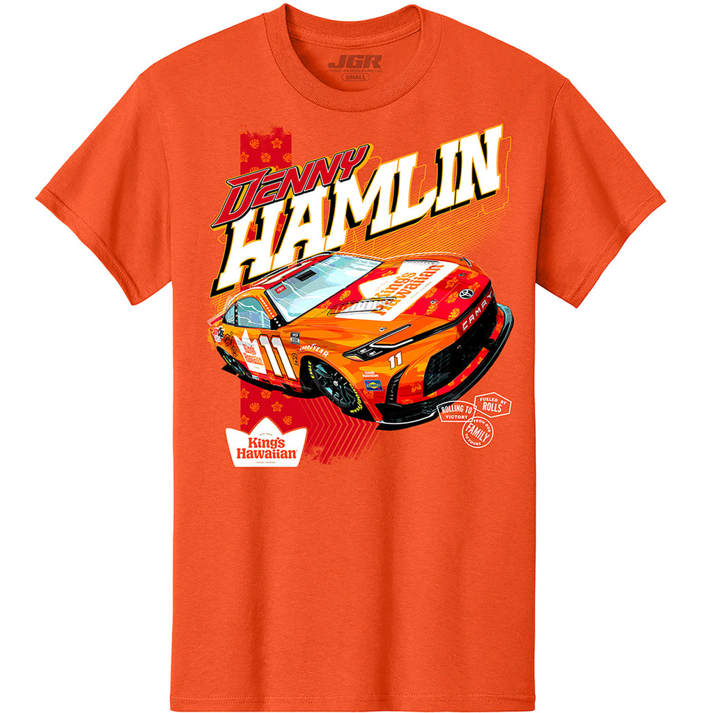 Denny Hamlin 2025 King's Hawaiian Car 2-Spot T-Shirt Orange #11 NASCAR