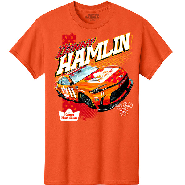 Denny Hamlin 2025 King's Hawaiian Car 2-Spot T-Shirt Orange #11 NASCAR