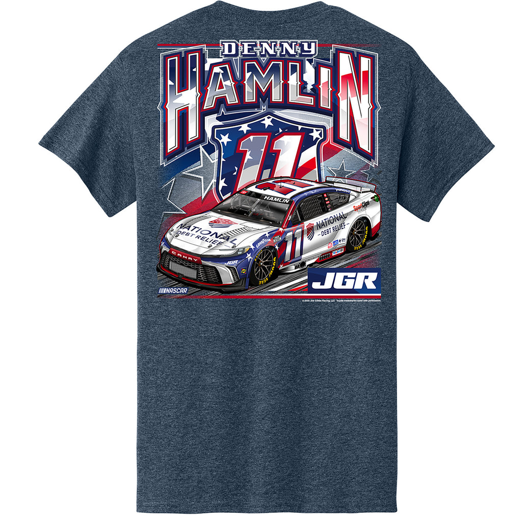 Denny Hamlin 2025 Patriotic NDR T-Shirt Blue #11 NASCAR