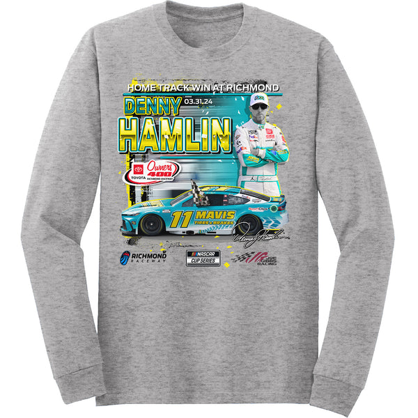 Denny Hamlin 2024 Long Sleeve Richmond Race Win T-Shirt Mavis #11 NASCAR