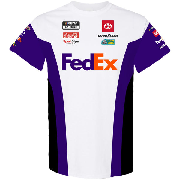 Denny Hamlin 2024 FedEx Sublimated Uniform Pit Crew T-Shirt #11 NASCAR