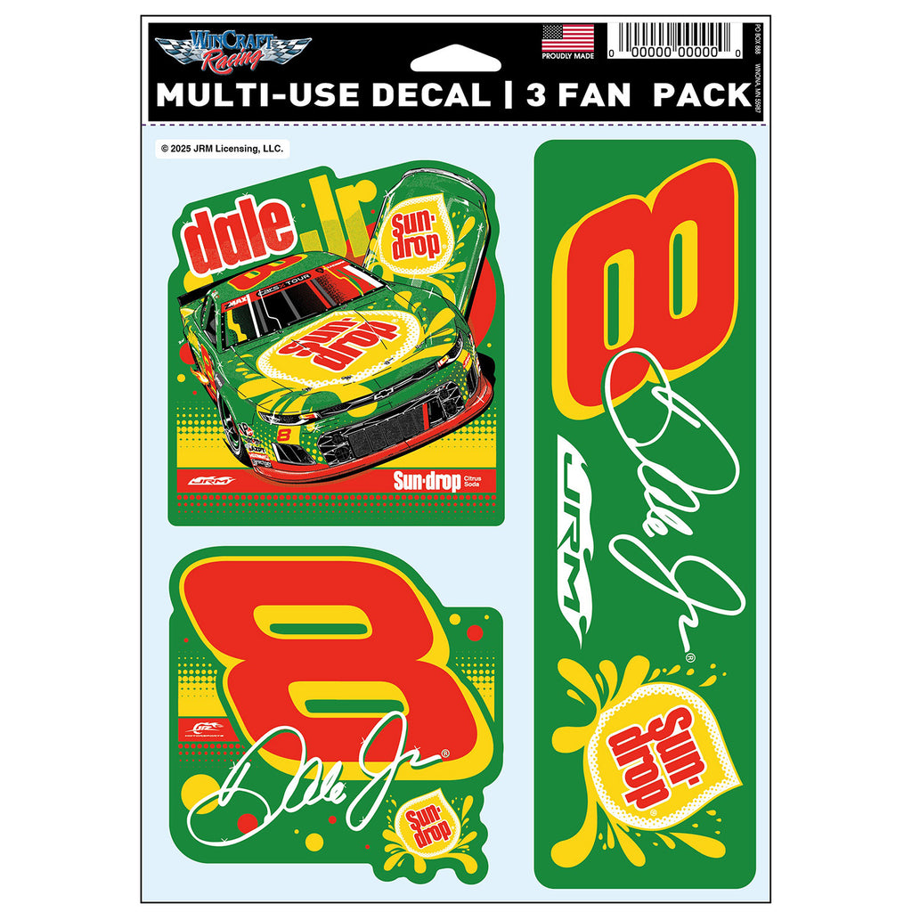 Dale Earnhardt Jr 2025 Multi-Use Sun Drop #8 Late Model Decal 3-Pack