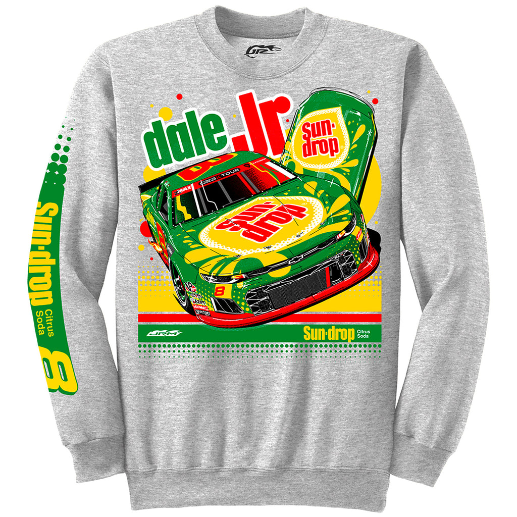 Dale Earnhardt Jr 2025 Sun Drop #8 Late Model Gray 2-Spot Crewneck Sweatshirt