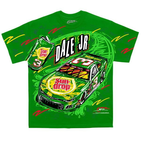 Dale Earnhardt Jr 2024 Sun Drop Late Model Total Print T-Shirt Green #3