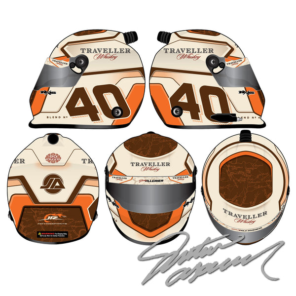 Justin Allgaier Autographed 2025 Traveller Whiskey #40 JR Motorsports 1st NASCAR Cup Car Collectible Replica Helmet