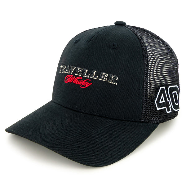 Justin Allgaier 2025 Traveller Whiskey #40 JR Motorsports Black Snapback Mesh Hat NASCAR JRM