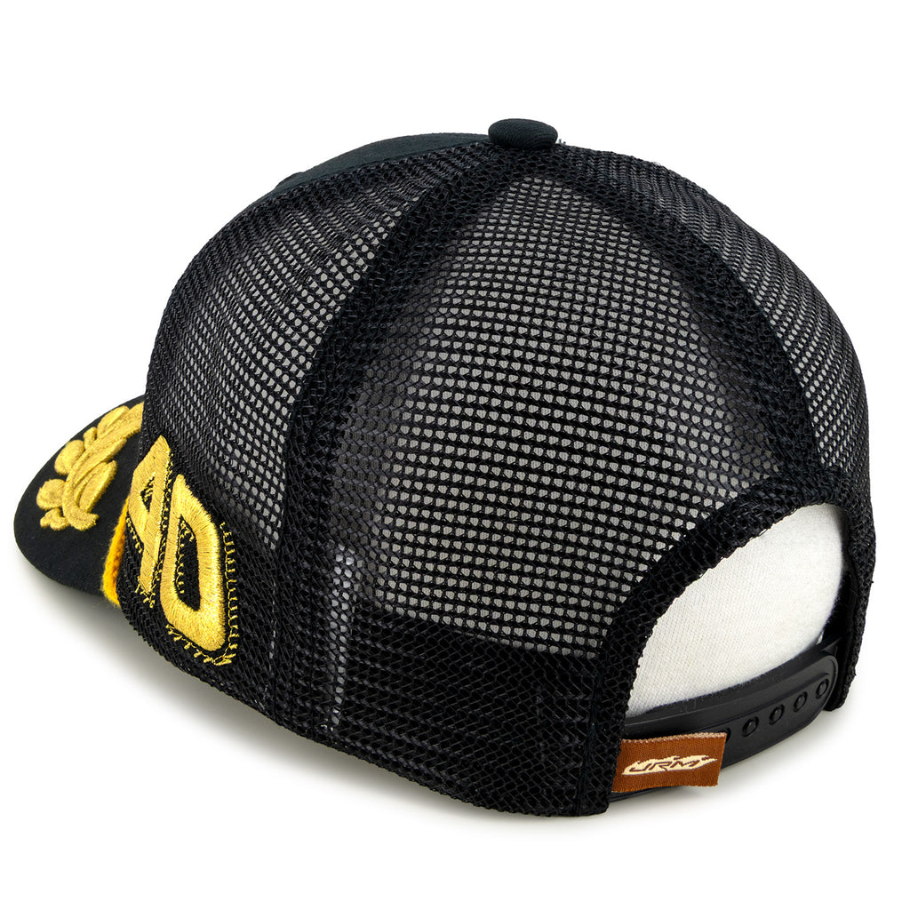 Justin Allgaier 2025 Traveller Whiskey #40 JR Motorsports Gold Leaf Snapback Mesh Hat Black NASCAR JRM