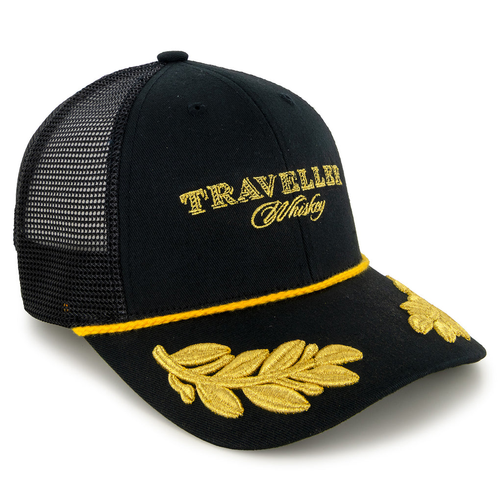 Justin Allgaier 2025 Traveller Whiskey #40 JR Motorsports Gold Leaf Snapback Mesh Hat Black NASCAR JRM
