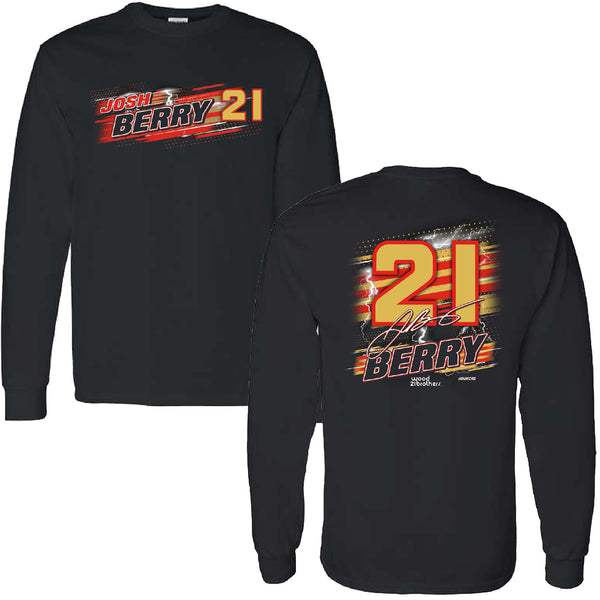 Josh Berry 2025 Long Sleeve Name & Number #21 T-Shirt Black NASCAR