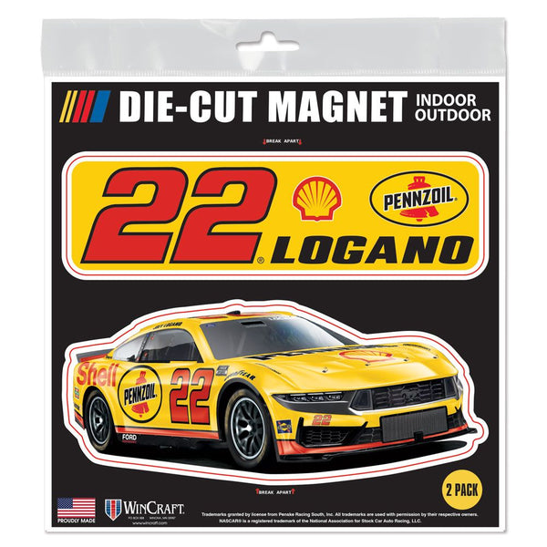 Joey Logano 2024 Shell Pennzoil Die Cut 2-Pack Indoor/Outdoor Magnets #22 NASCAR