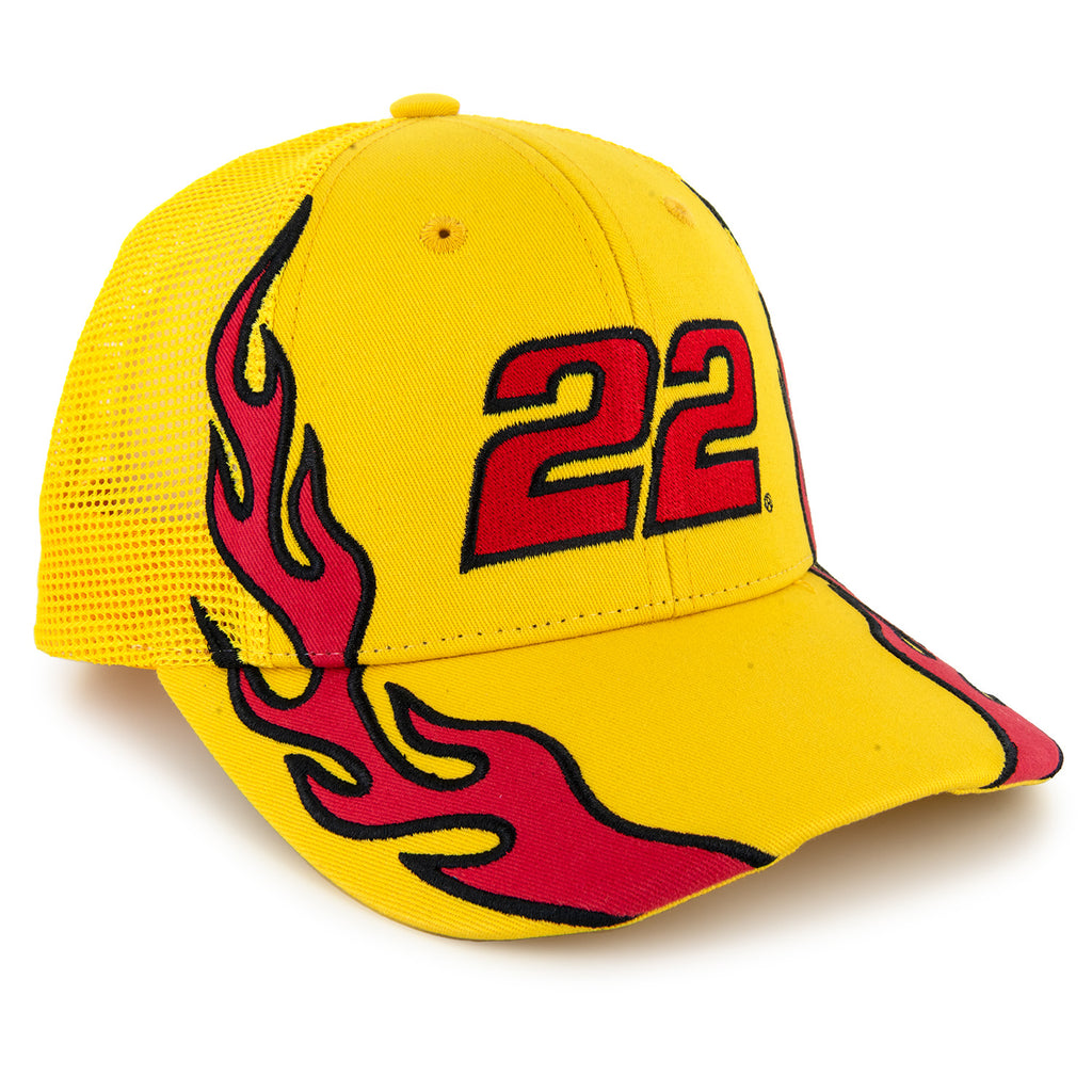 Joey Logano 2025 Flame #22 Mesh Hat Yellow NASCAR
