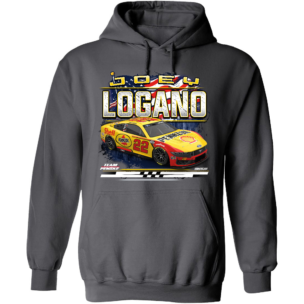 Joey Logano 2025 Shell-Pennzoil Patriotic Eagle 2-Spot Hoodie Outerwear Sweatshirt Gray #22 NASCAR