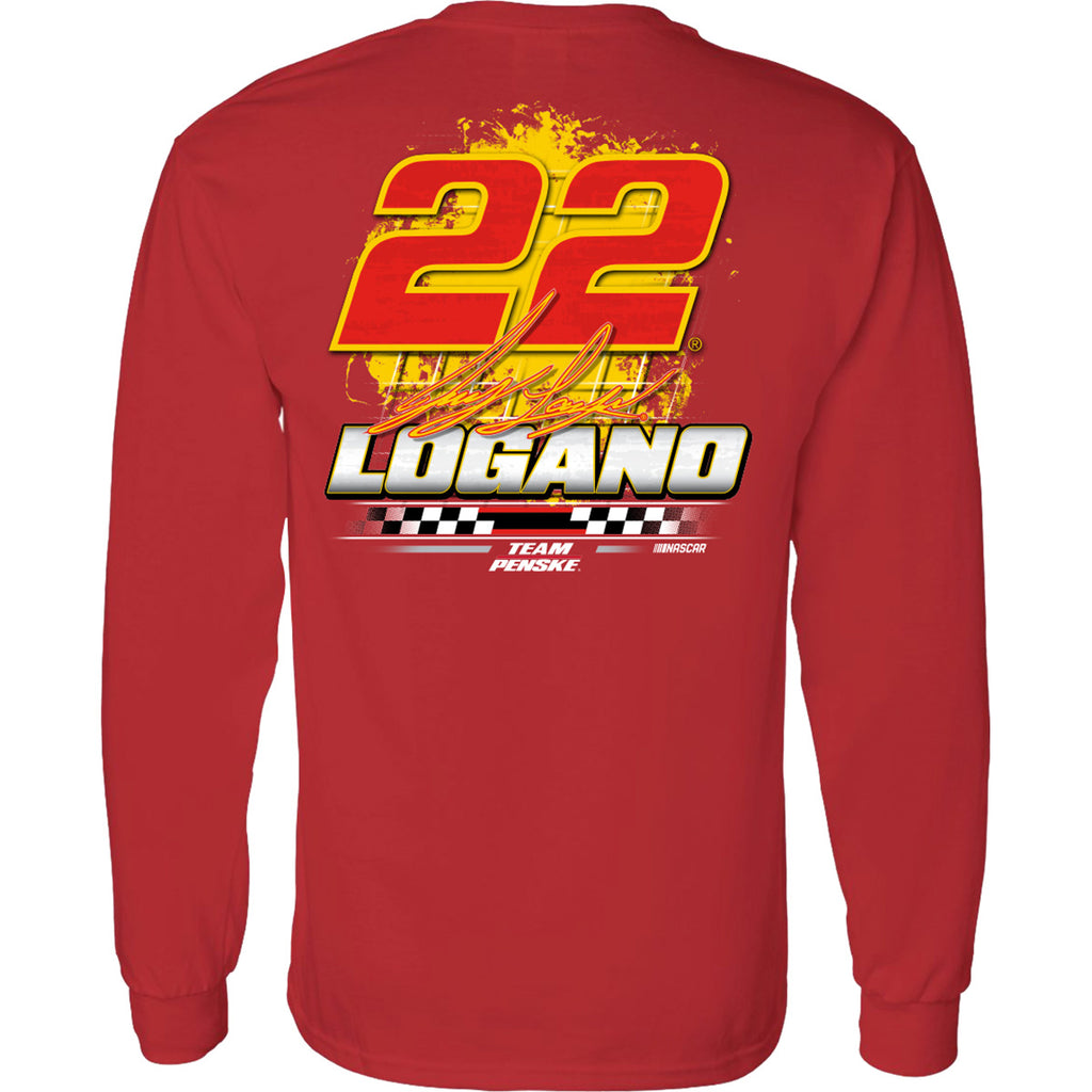 Joey Logano 2025 Long Sleeve Shell Pennzoil 2-Spot T-Shirt Red #22 NASCAR