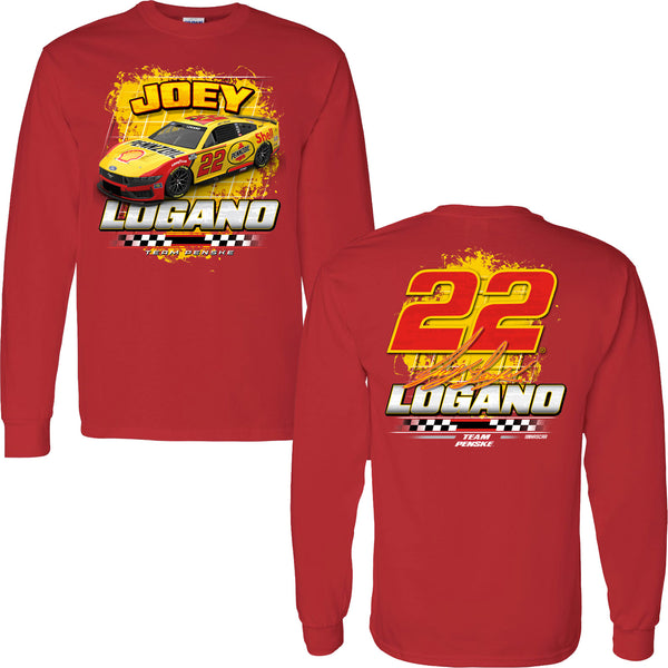 Joey Logano 2025 Long Sleeve Shell Pennzoil 2-Spot T-Shirt Red #22 NASCAR