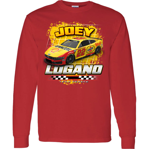 Joey Logano 2025 Long Sleeve Shell Pennzoil 2-Spot T-Shirt Red #22 NASCAR