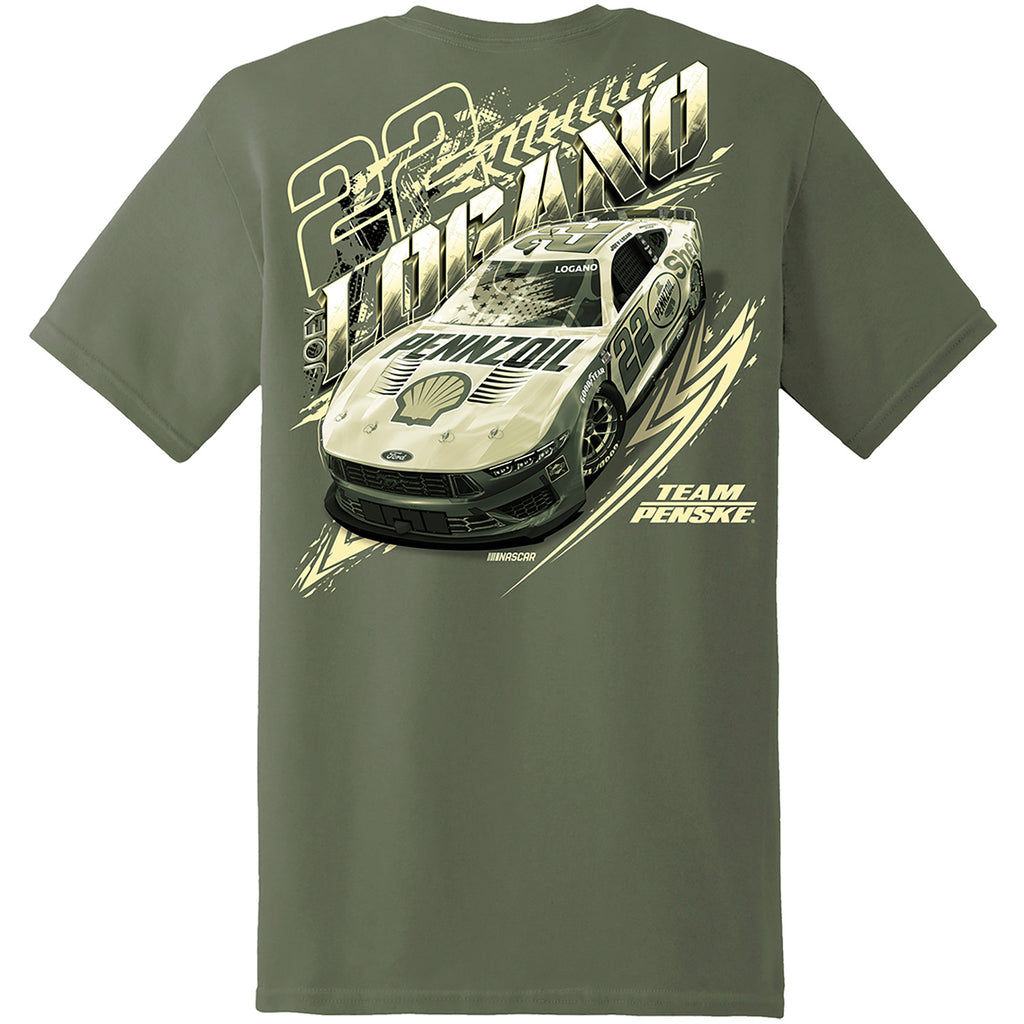 Joey Logano 2025 Shell Pennzoil Military Green 2-Spot T-Shirt #22 NASCAR