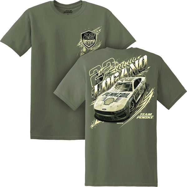 Joey Logano 2025 Shell Pennzoil Military Green 2-Spot T-Shirt #22 NASCAR