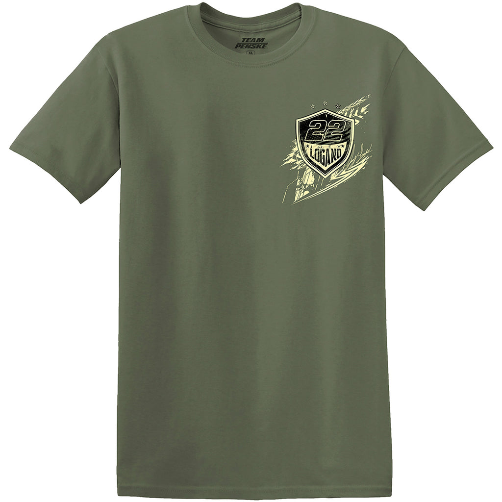 Joey Logano 2025 Shell Pennzoil Military Green 2-Spot T-Shirt #22 NASCAR