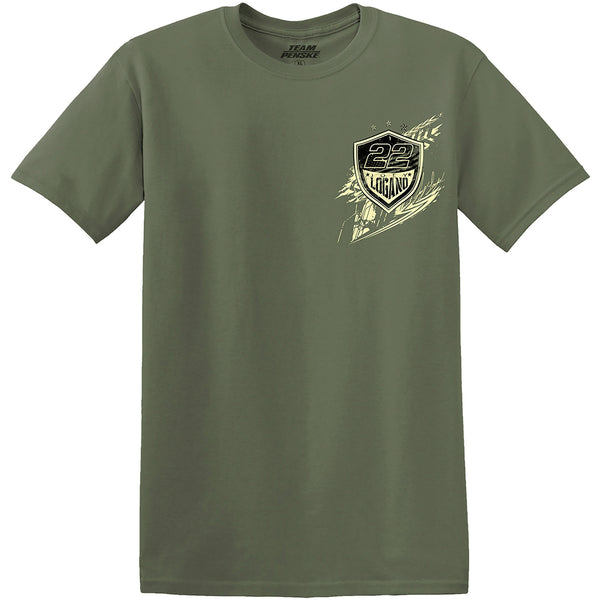 Joey Logano 2025 Shell Pennzoil Military Green 2-Spot T-Shirt #22 NASCAR