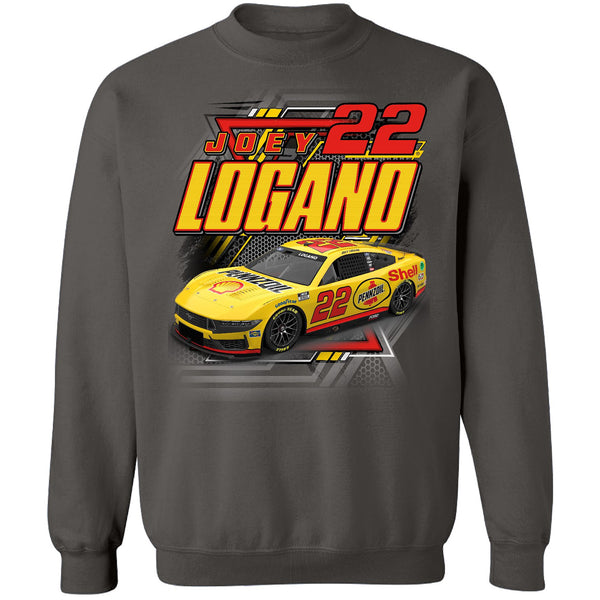 Joey Logano 2024 Shell Pennzoil #22 Car Crewneck Sweatshirt Charcoal Gray NASCAR