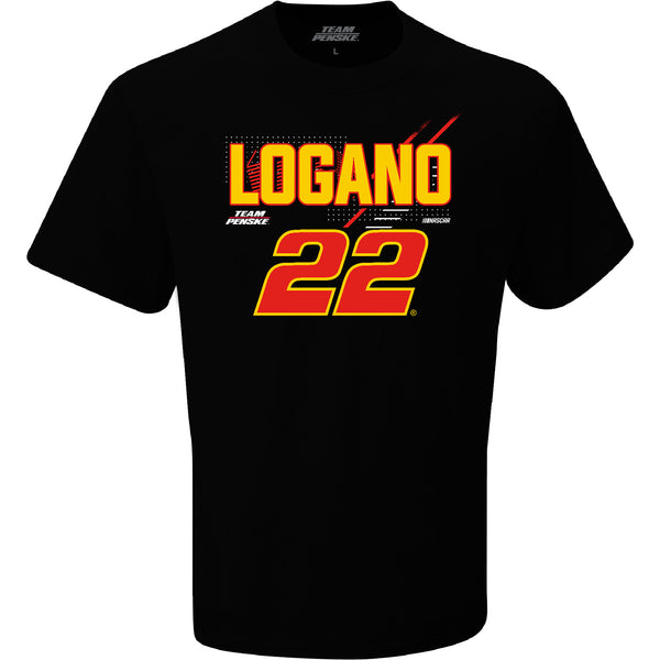 Joey Logano 2024 Name and #22 T-Shirt Black NASCAR