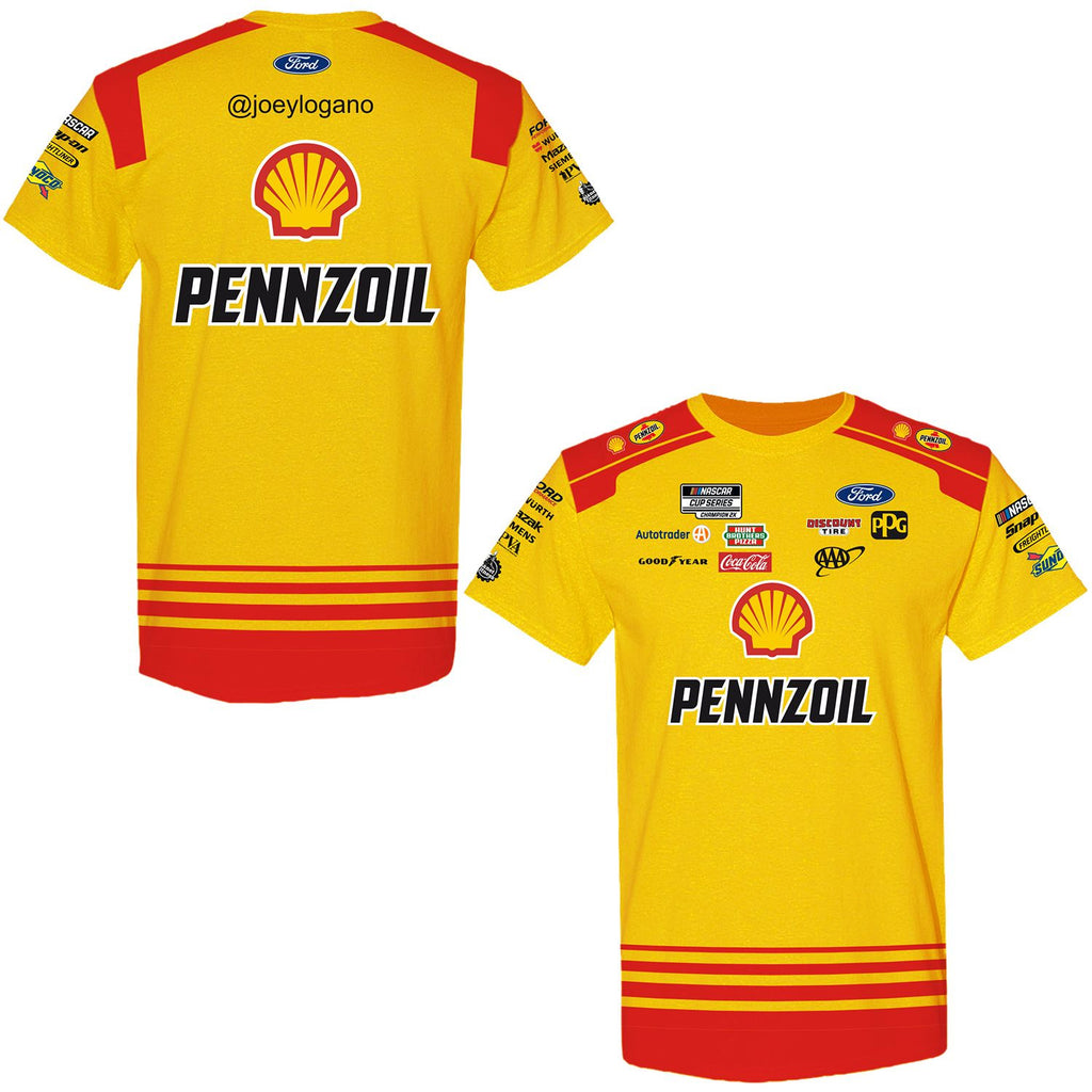 Joey Logano 2024 Shell Pennzoil Sublimated Uniform Pit Crew T-Shirt #22 NASCAR