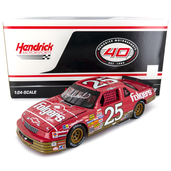 Ken Schrader Autographed Charlotte Race Win 1:24 Standard 1989 Diecast Car Folgers #25 NASCAR
