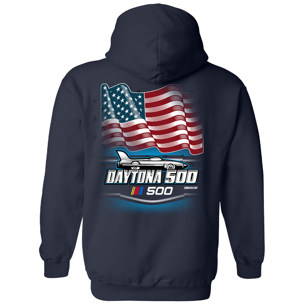NASCAR 2025 Daytona 500 Patriotic Hoodie Outerwear Sweatshirt Navy Blue