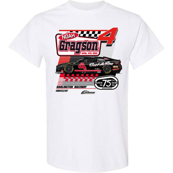 Noah Gragson 2025 Darlington Throwback Car T-Shirt White #4 NASCAR