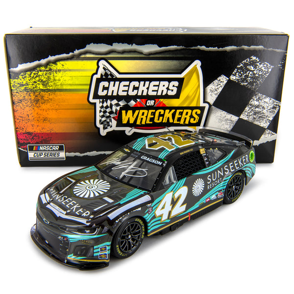 Noah Gragson Autographed North Wilkesboro All-Star Fan Vote "Checkers or Wreckers" Raced Version 1:24 Standard 2023 Diecast Car #42 NASCAR