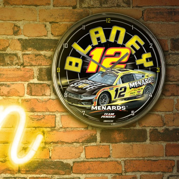 Ryan Blaney 2024 Menards #12 Chrome Wall Clock NASCAR