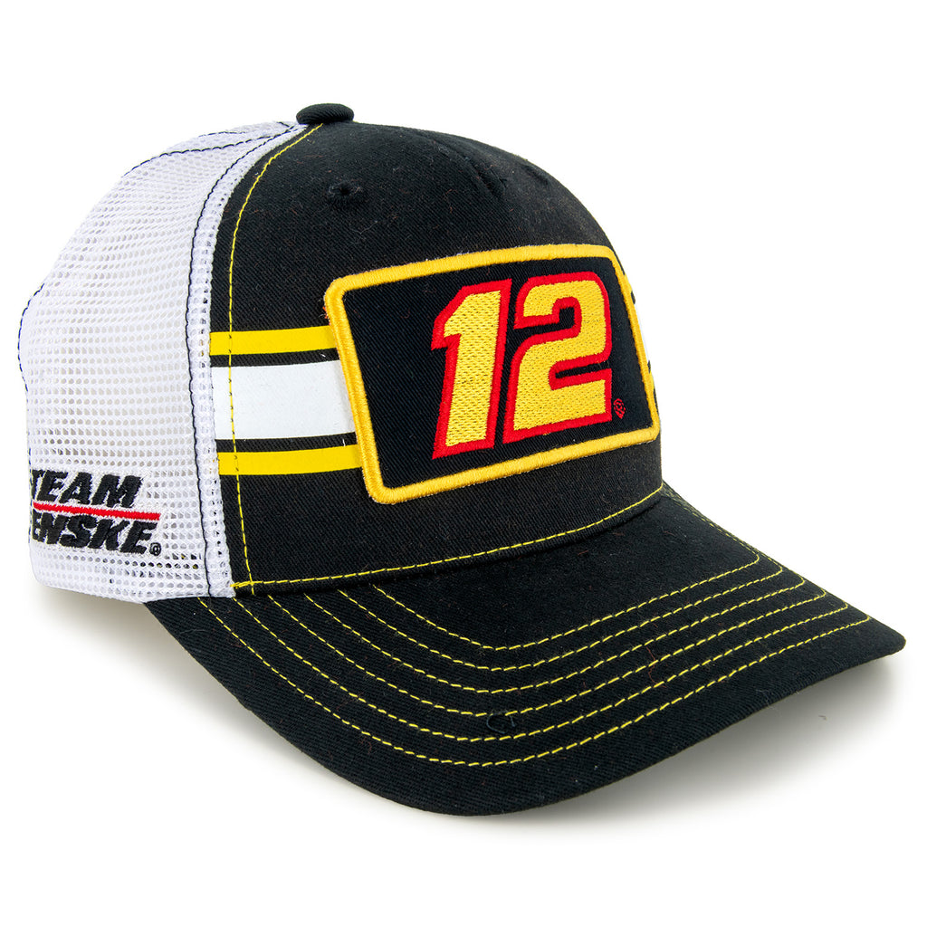 Ryan Blaney 2025 Striped #12 Mesh Hat Black/White NASCAR