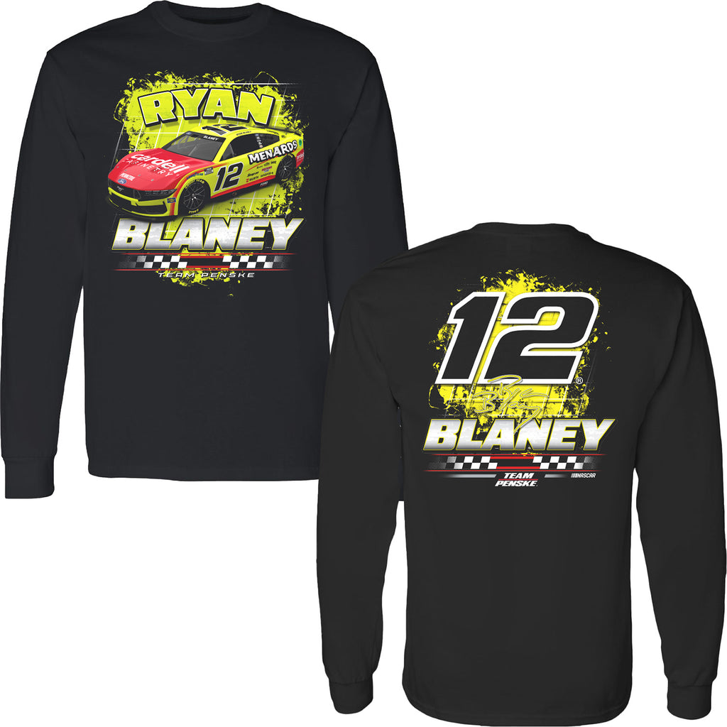 Ryan Blaney 2025 Long Sleeve Menards 2-Spot T-Shirt Black #12 NASCAR
