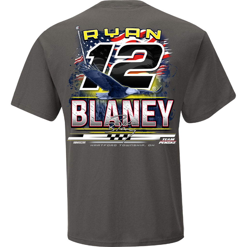 Ryan Blaney 2025 Menards Patriotic Eagle 2-Spot T-Shirt Gray #12 NASCAR