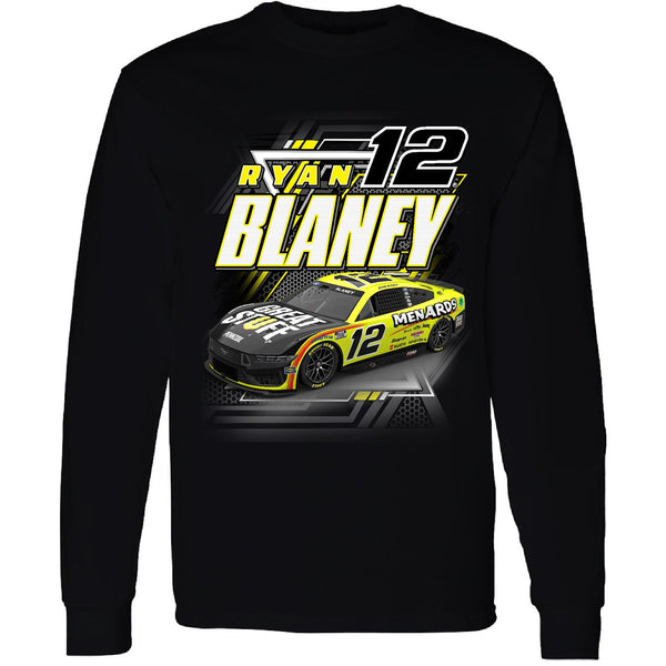 Ryan Blaney 2024 Long Sleeve Menards #12 Car T-Shirt Black NASCAR