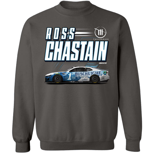 Ross Chastain 2024 Busch Light #1 Car Crewneck Sweatshirt Charcoal Gray NASCAR