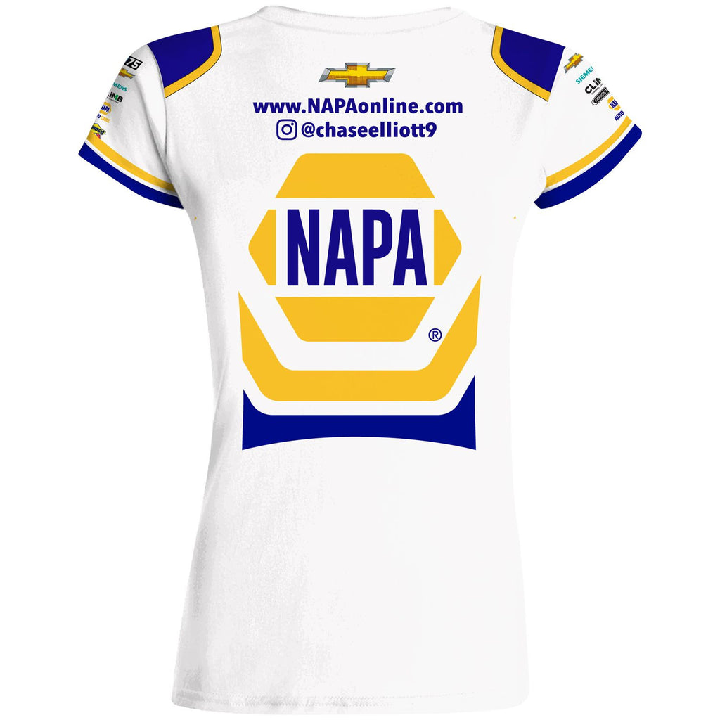 Chase Elliott Women's 2023 NAPA Sublimated Uniform Pit Crew Ladies T-Shirt White #9 NASCAR