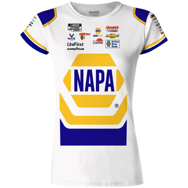Chase Elliott Women's 2023 NAPA Sublimated Uniform Pit Crew Ladies T-Shirt White #9 NASCAR