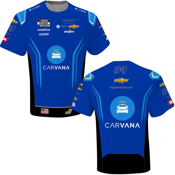 Jimmie Johnson 2023 Carvana Sublimated Uniform Pit Crew T-Shirt Blue #84 NASCAR