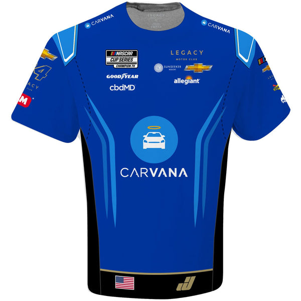 Jimmie Johnson 2023 Carvana Sublimated Uniform Pit Crew T-Shirt Blue #84 NASCAR