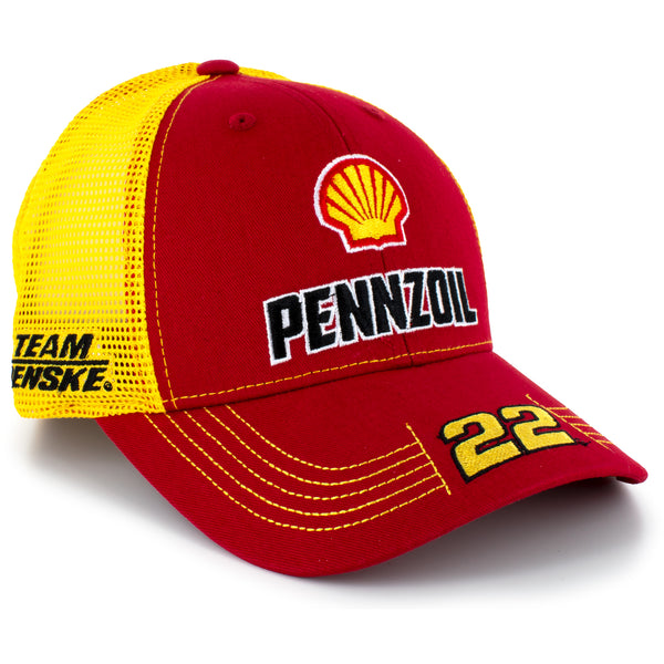 Joey Logano Shell Pennzoil Sponsor Team Mesh NASCAR #22 Hat Yellow